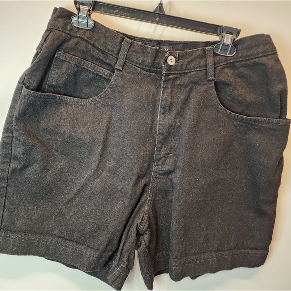 Vintage 90's Black Denim High Waisted Jean Shorts Size XL - Picture 2 of 5